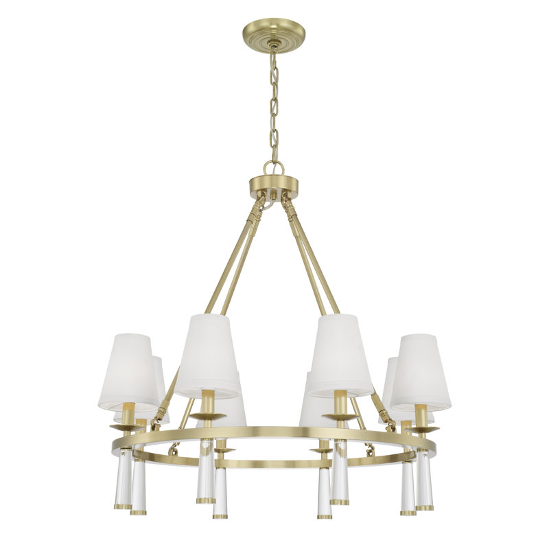Indimar 8 - Light Dimmable Wagon Wheel Chandelier, Aged Brass