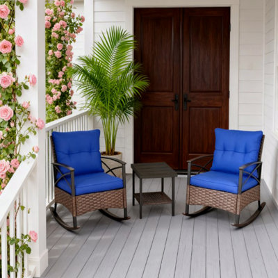 Ensemble de chaises berçantes avec chaises berçantes et table basse à 2 niveaux pour le jardin, la cour arrière