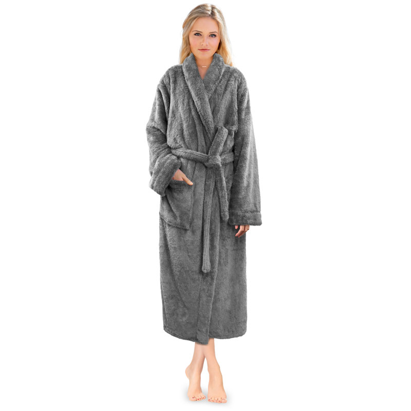 Peignoir en polaire pour femmes avec poches Lamartine, Gris, P / M