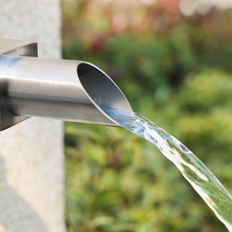 7.5 Inch Round Scupper Spout, 316 Stainless Steel Pool Waterfall Spillway with Anti-Splash Baffle & 1.2" Inlet, Easy Install for Pond, Fountain, Patio, Garden Water Feature