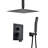 Ceiling Mounted Shower System In Matte Black Look - 10" Head & Handheld, Brass, Mimics Natural Rainfall Feeling, Self-cleaning Nozzle, Agrees With American Standard Pipe Connections Kit Handheld-117993642