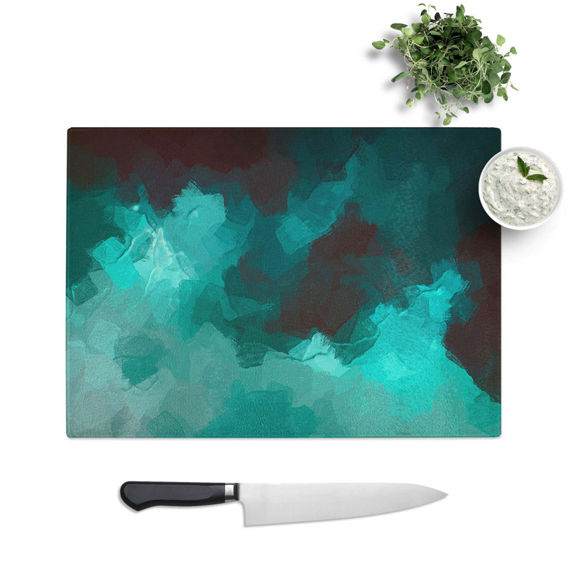 Glass Moody Clouds in Abstract Chopping Board, 39 cm W x 28.5 cm L