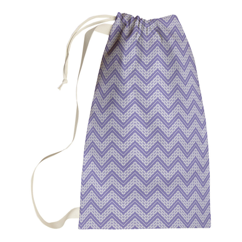 Stephenie Fabric Laundry Bag with Handles, 29" H x 18" W x 1.5" D, Purple/Gray