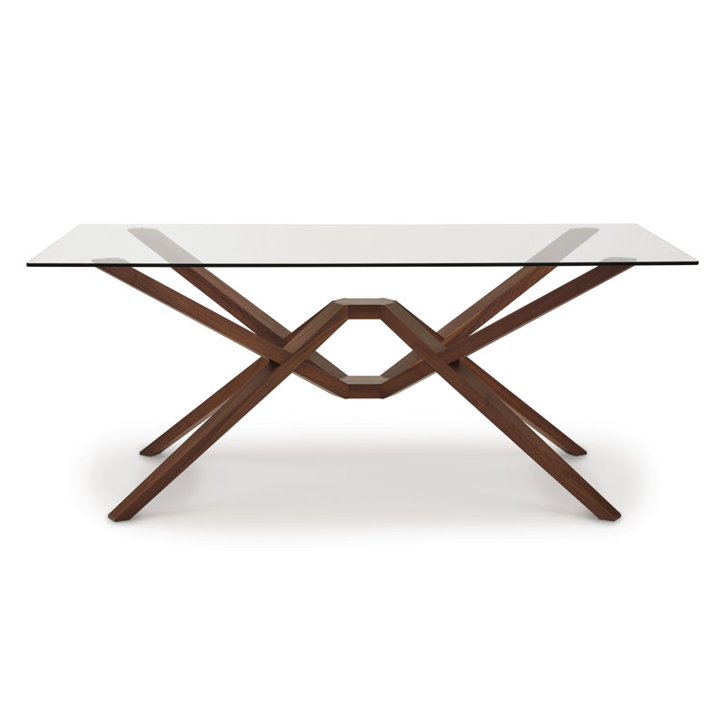 Exeter Glass Top Table, 84" W x 48" D, Natural Walnut