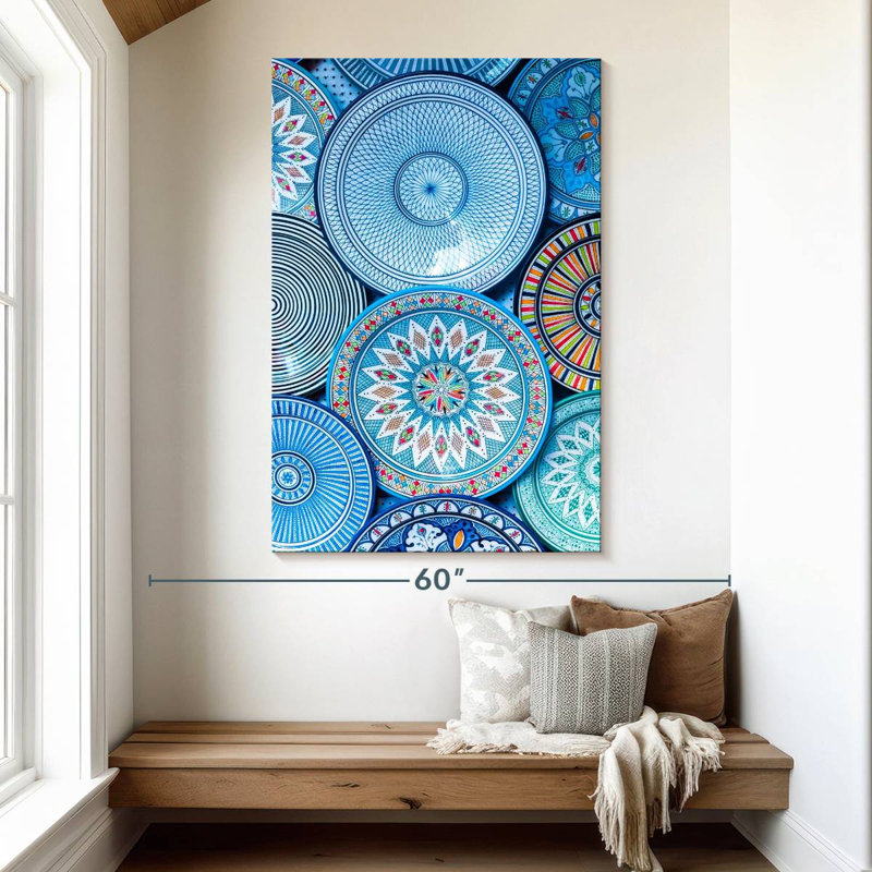 Senne Blue Moroccan Plates, 51" H x 34" W