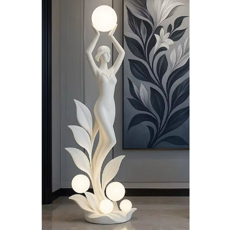 Lampe sur pied fantaisie Mermaid Art Sculpture, Blanc
