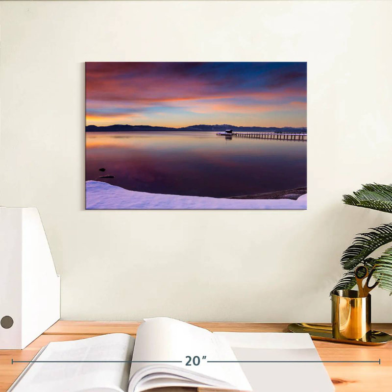 Alvord, mauve, lac Tahoe, lever de soleil d'hiver, H 8 po x l 12 po
