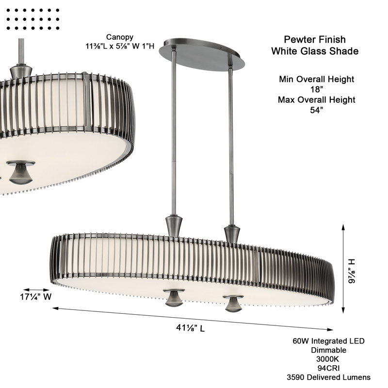 1 - Light Pewter Kitchen Island Pendant