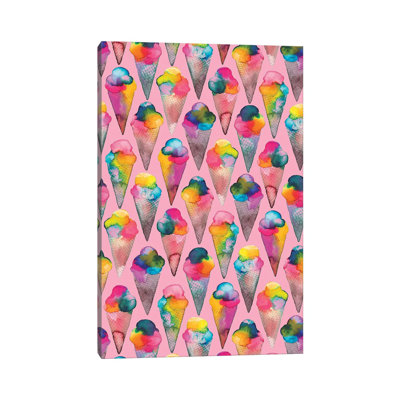 Ice Cream Cones Pink by Ninola Design - Wrapped Canvas Painting