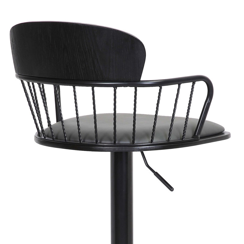 Tabouret de bar réglable en bois noir, Gray