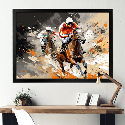 Brown Horse Racing Frenzy - Art mural de course de chevaux