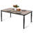 Patio PVC-coated polyester Dining Set Of 7 With Umbrella Hole, Wood-grain Tabletop-118590323