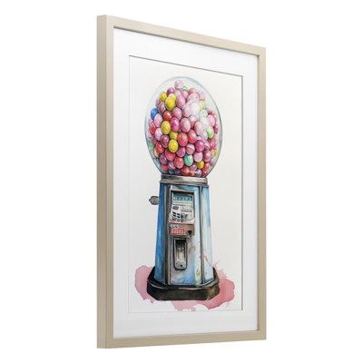 Retro Gumball Machine Framed Print Under Glass, design by Ray Powers