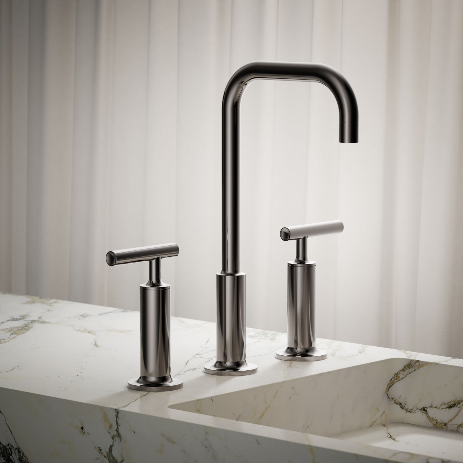 Purist Widespread Bathroom Faucet, Vibrant Titanium