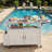 Foldable Outdoor Kitchen Island With Lockable Wheels, Storage, And Towel Rack For Efficient Patio Cooking-774948609