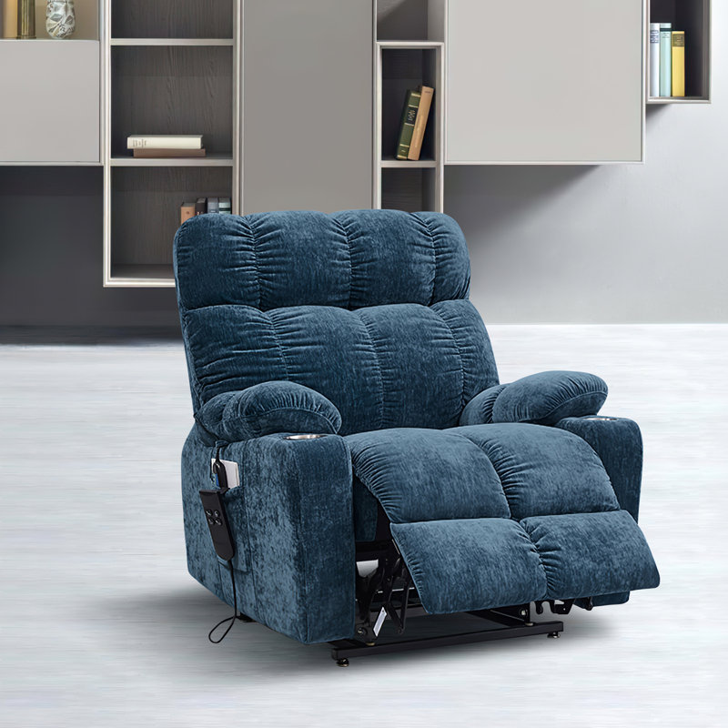 Fauteuil de massage chauffant, Mélange de polyester bleu