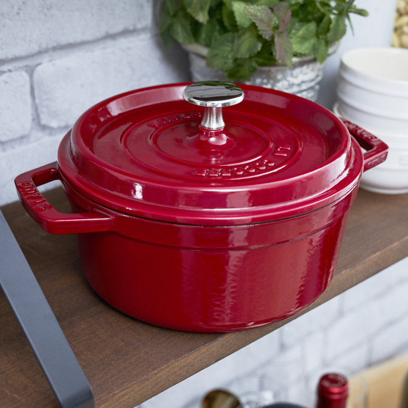 Cocotte ronde en fonte La Cocotte, Rouge, 5,5 pte
