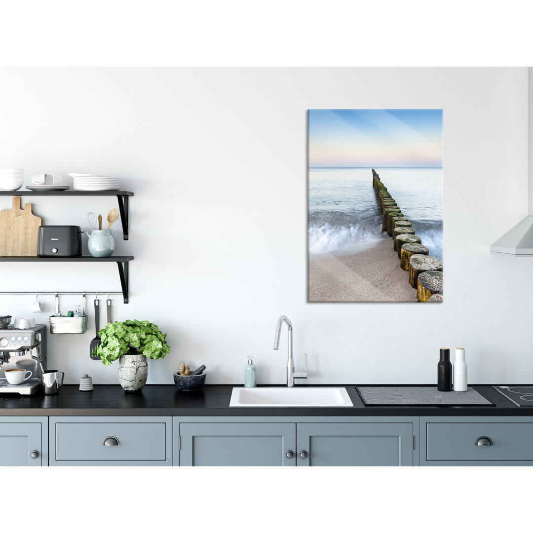 Glasbild | Wandbild Auf Echtglas | Wellenbrecher Im Meer | 2 braun LFs8917