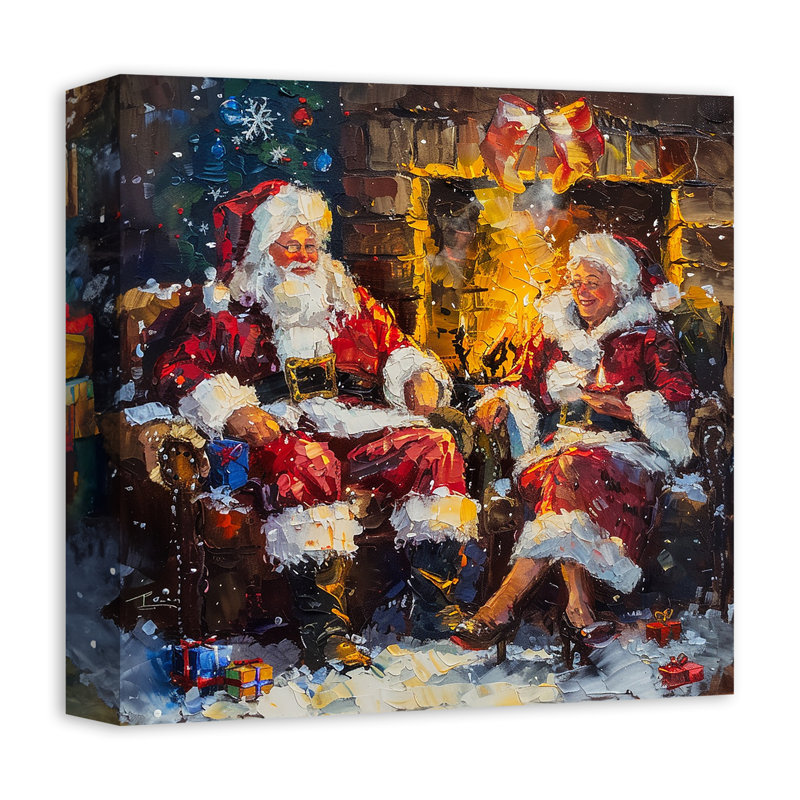 Père Noël et madame Claus, impression sur toile
