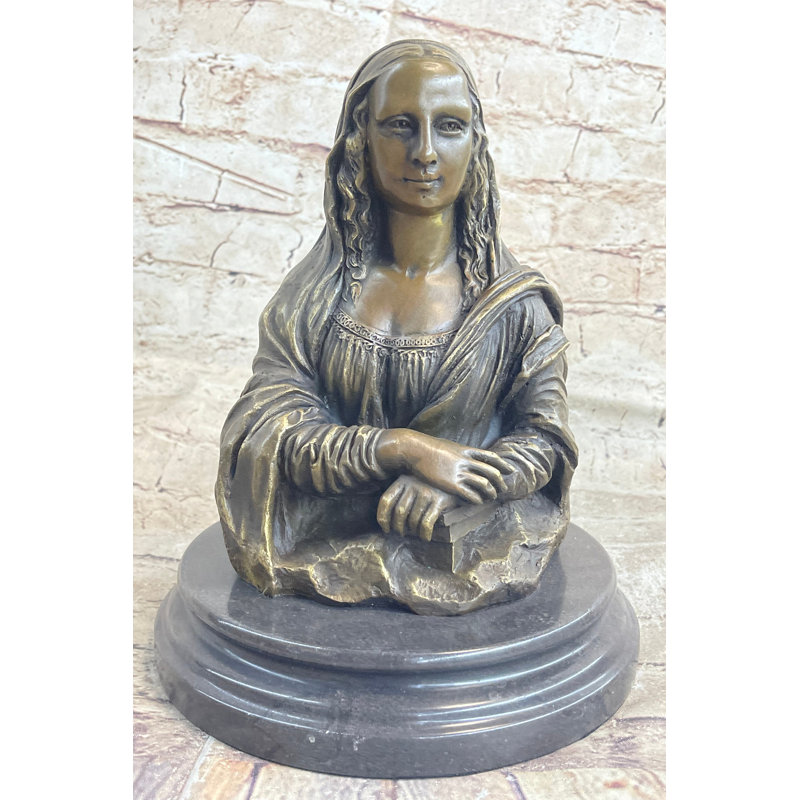 Statue buste en bronze de Leonardo Da Vinci par Valli sur base de marbre