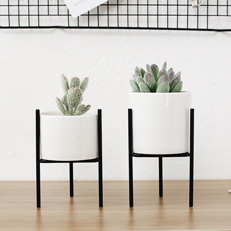 Metal Plant Stand, Black, 6.69" H x 3.15" W x 3.15" D