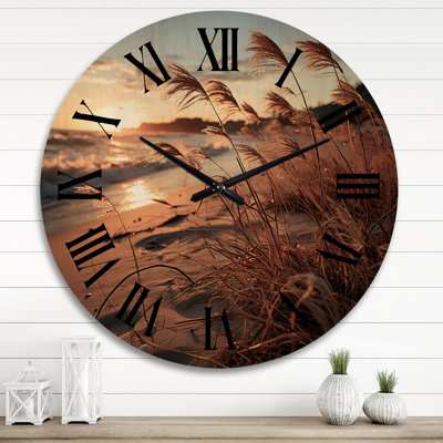 Beach Breeze At Sunrise V - Nautical & Beach Oversized Wood Wall Clock