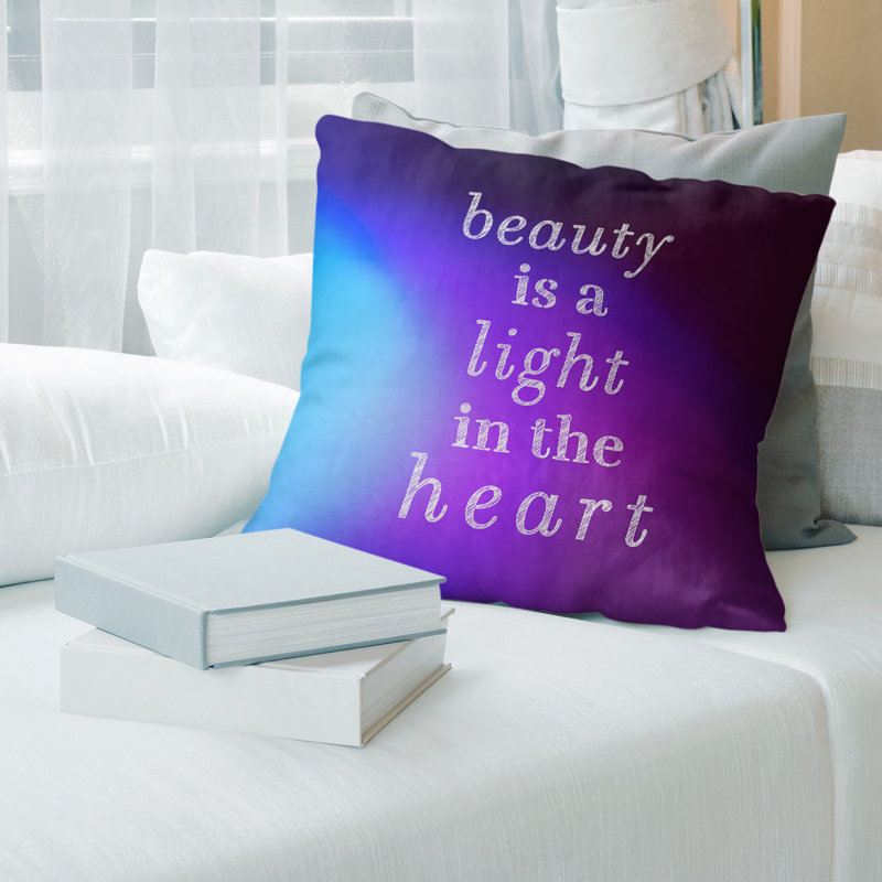 Housse de coussin Handwritten, 16 po x 1 po, Bleu / mauve, Pas de remplissage
