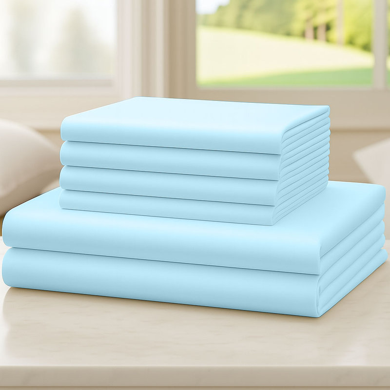 6-Piece Soft Microfiber Sheet Set, Aqua, Full Sheet Set with 4 Pillowcases