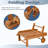 Outdoor Wooden Chaise Lounge Chair with Adjustable Backrest and Wheels, Foldable Acacia Recliner