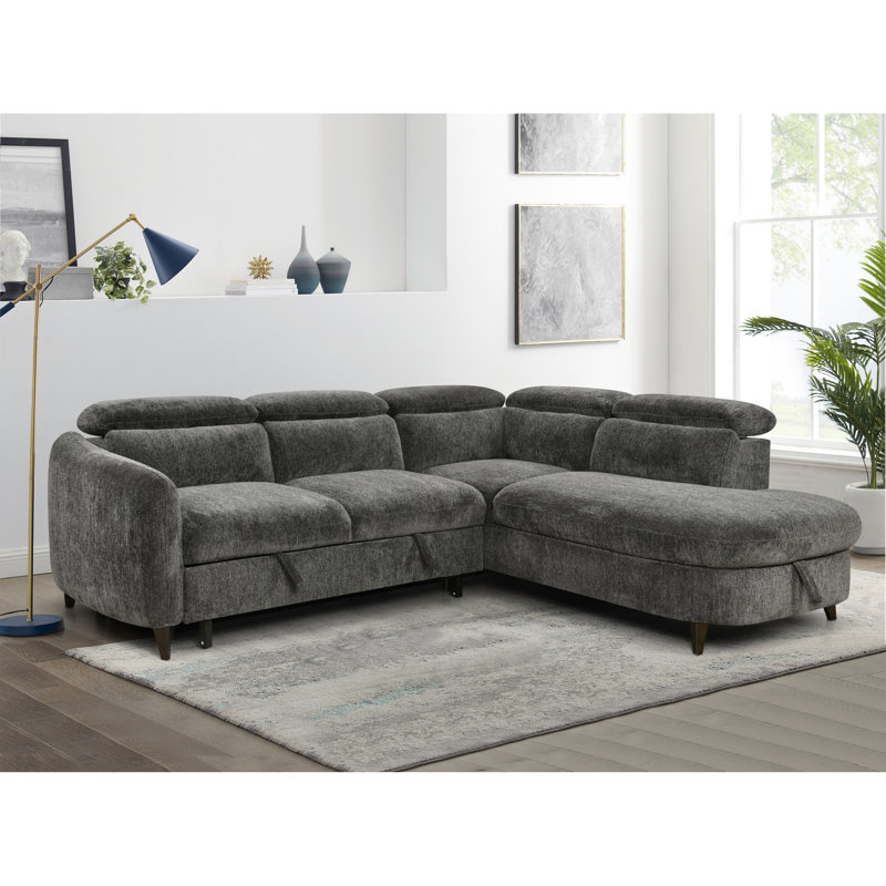 Canapé modulaire moderne avec rangement gris foncé et peu encombrant