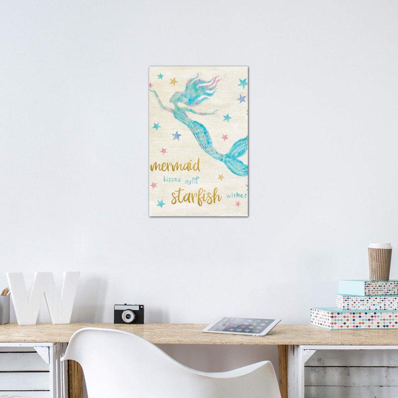 Art sirène baisers, H 26 po x l 18 po x P 1,5 po, Toile tendue