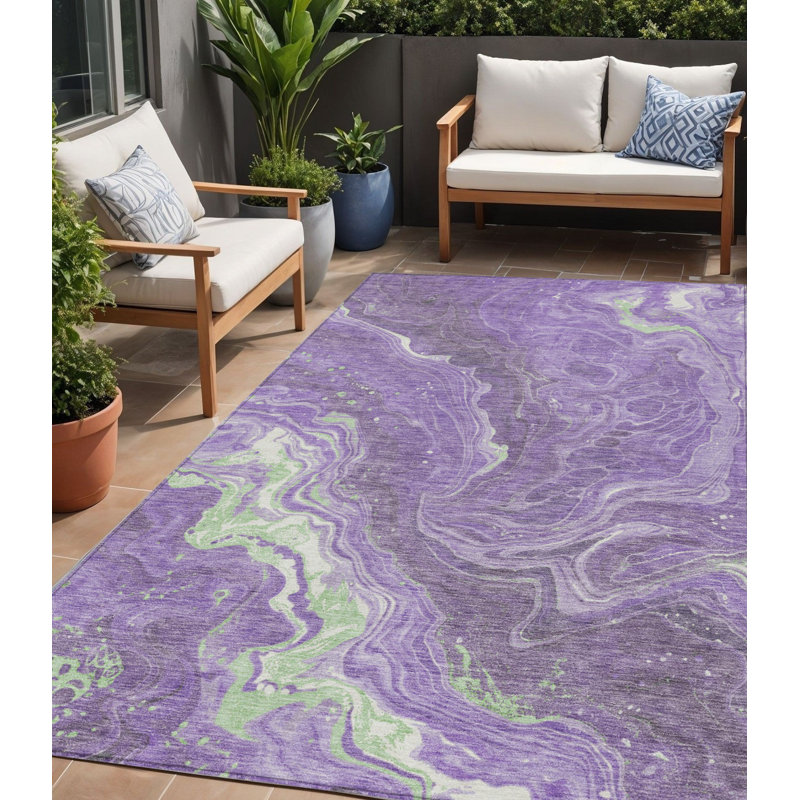 Tapis d'intérieur lavable abstrait mauve 5 pi x 8 pi