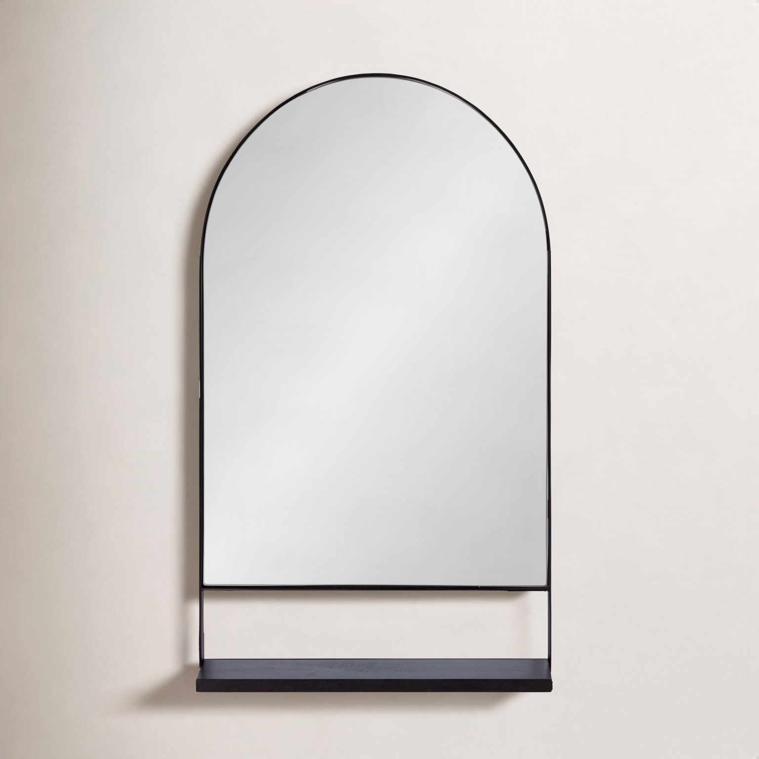 Cielo Arch Mirror with Shelves, 34" x 20", Black/Black