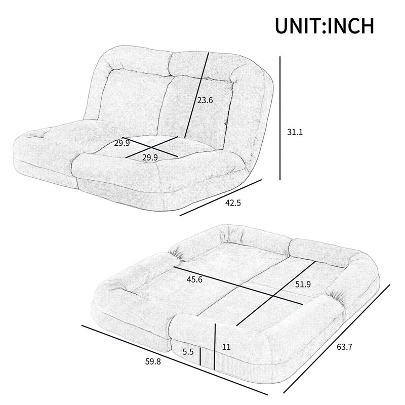 Canapé-lit convertible simple escamotable, Blanc
