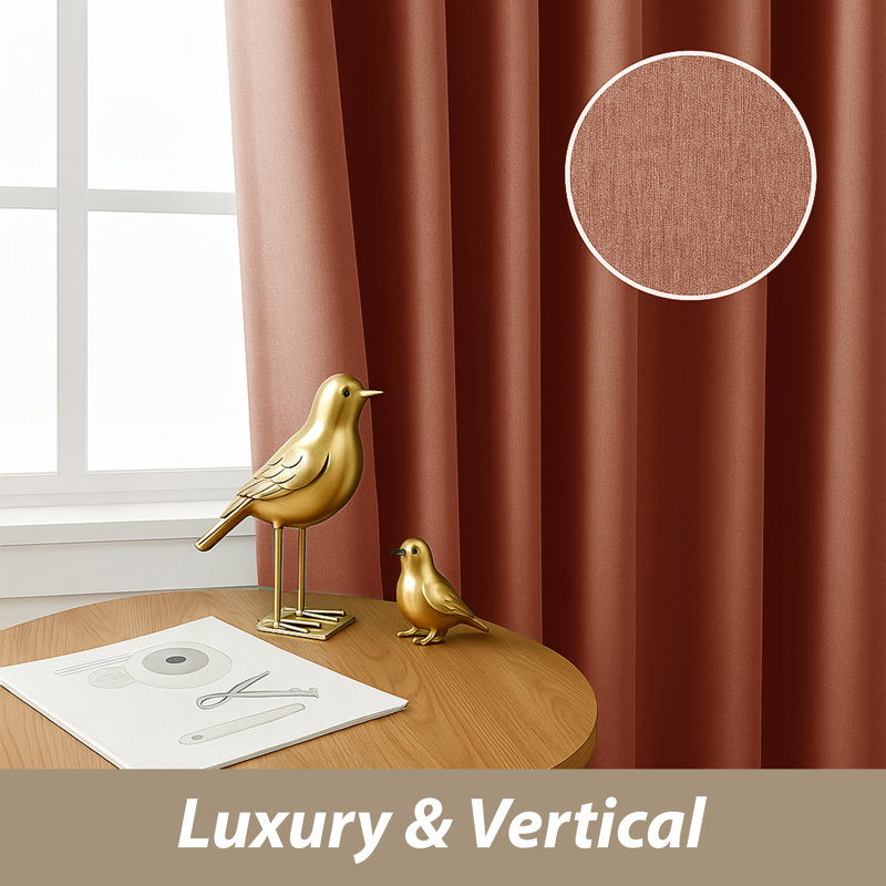 Linen Blend Blackout Eyelet Curtains - Thermal Insulated Room Darkening Window Panels for Bedroom & Living Room (Set of 2) 
