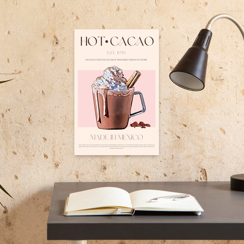Art mural contemporain Sweet Hot Cacao, H 18 po x l 12 po