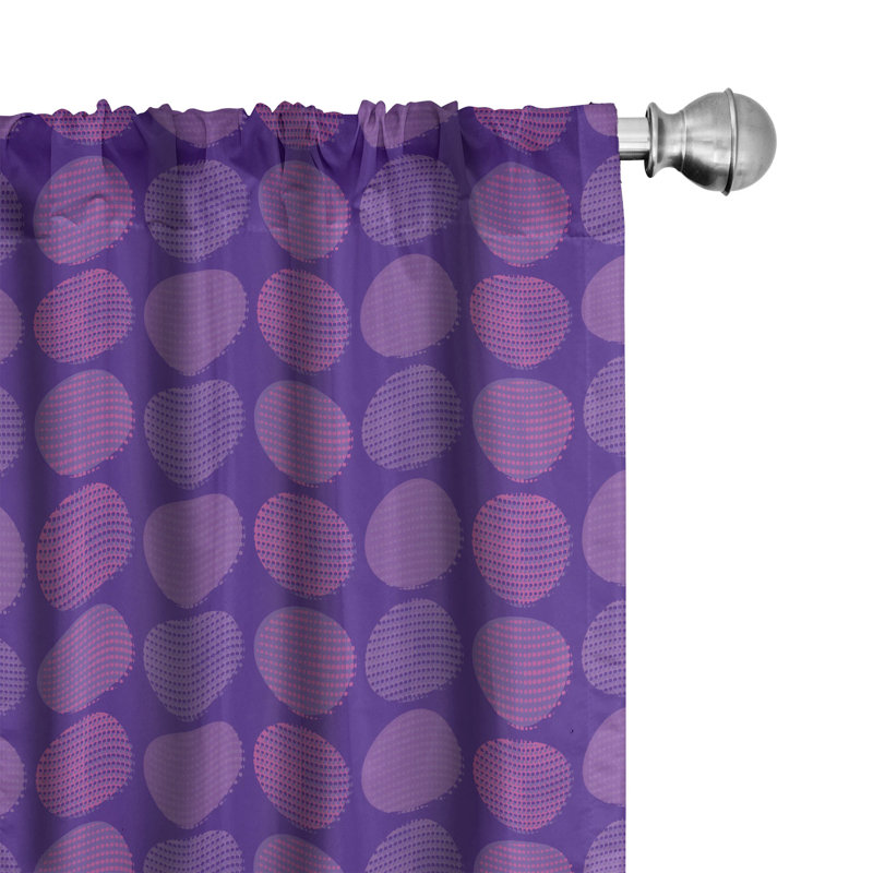 Circle Polka Dots Semi-Sheer Rod Pocket Curtain Panels, 28" x 63"