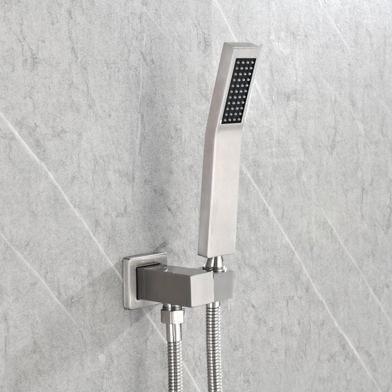 Pomme de douche à pluie carrée 10 pouces avec pomme de douche à main (sans valve de contrôle)