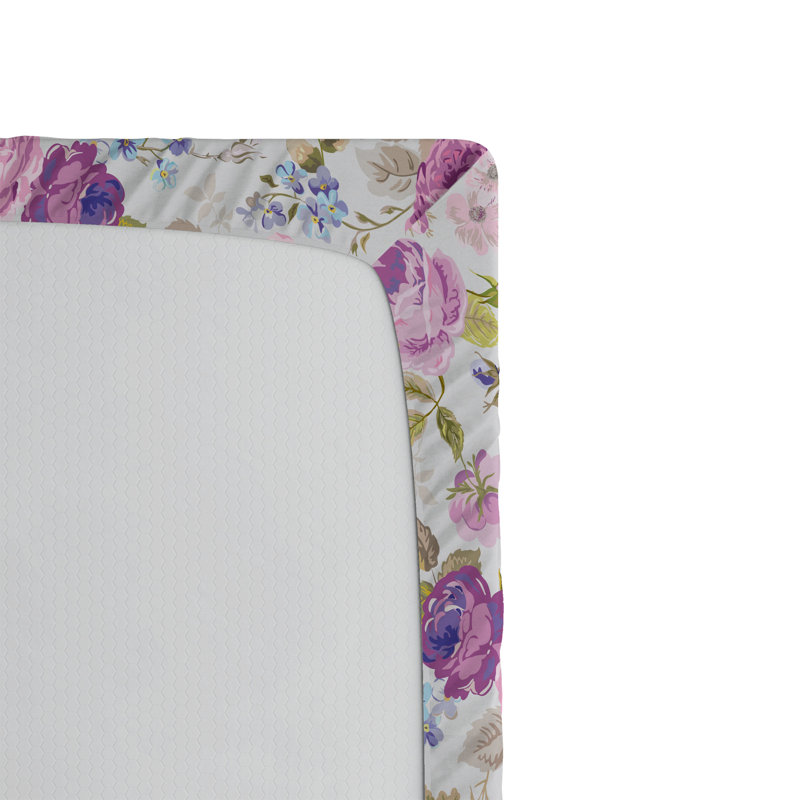 Drap-housse orange Ambesonne, Drap-housse pour lit simple TG, Lilas / vert / floral bleu pâle