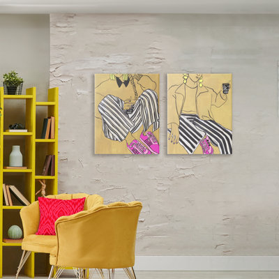 Crimson Thread Fashion Poses 2pc Canvas Set, design by Melissa Wang