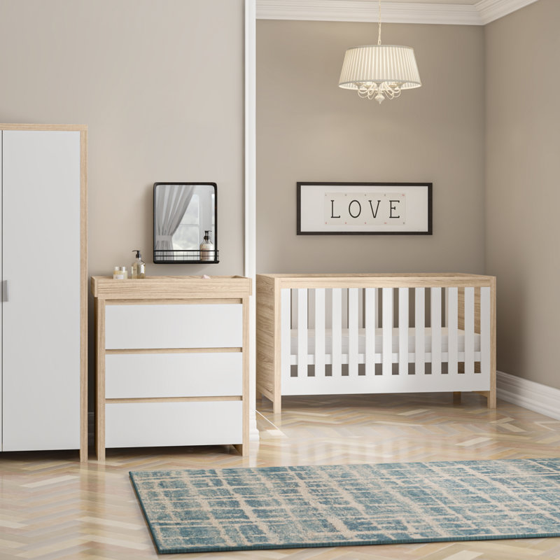 Tutti Bambini Modena 3-Piece Nursery Furniture Room Set, White/Oak