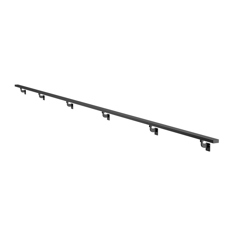 Rampe d'escalier murale, rampe d'escalier en aluminium noir de 15 pi pour l'intérieur, capacité de charge de 250 lb, rampe industrielle pour les marches, tube carré pour porche Loft, 6 sections