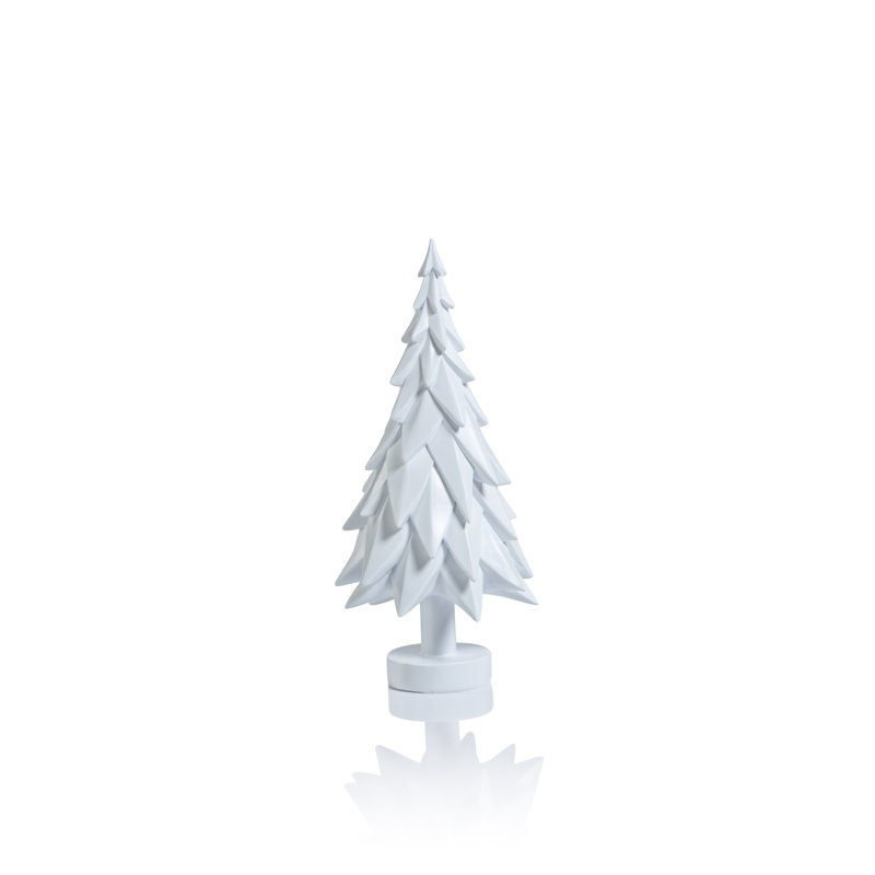Decorative Tabletop Spruce Tree, White, 10.5" H x 4.75" W x 4.75" D