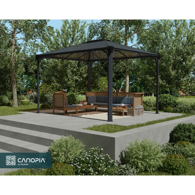 Palram - Canopia Martinique 10' x 12' Aluminum Hardtop Gazebo with Polycarbonate Roof Panels Durable Outdoor Patio Shelter Gray/Bronze