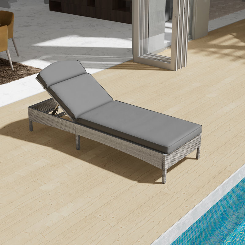 Arshpreet Outdoor Wicker Chaise Lounge , Cushion Included, Gray