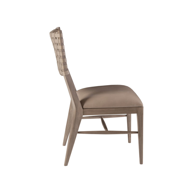 Coastal Grigio Mahogany 20'' Gray Leather Upholstered Side Chair