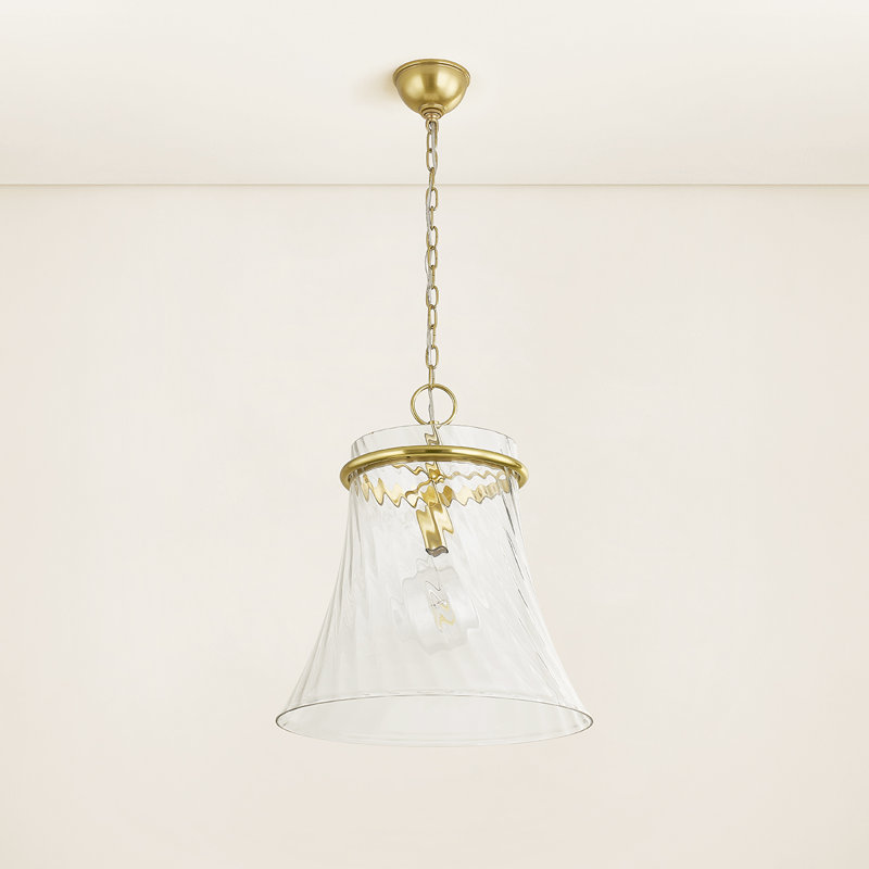 Luminaire suspendu 1 lumière Cantana, Laiton vieilli, H 19,75 po x l 17,75 po x P 17,75 po