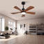 Ventilateur de plafond en bois massif noir antique pour l'espace extérieur avec télécommande et circulation d'air saisonnière