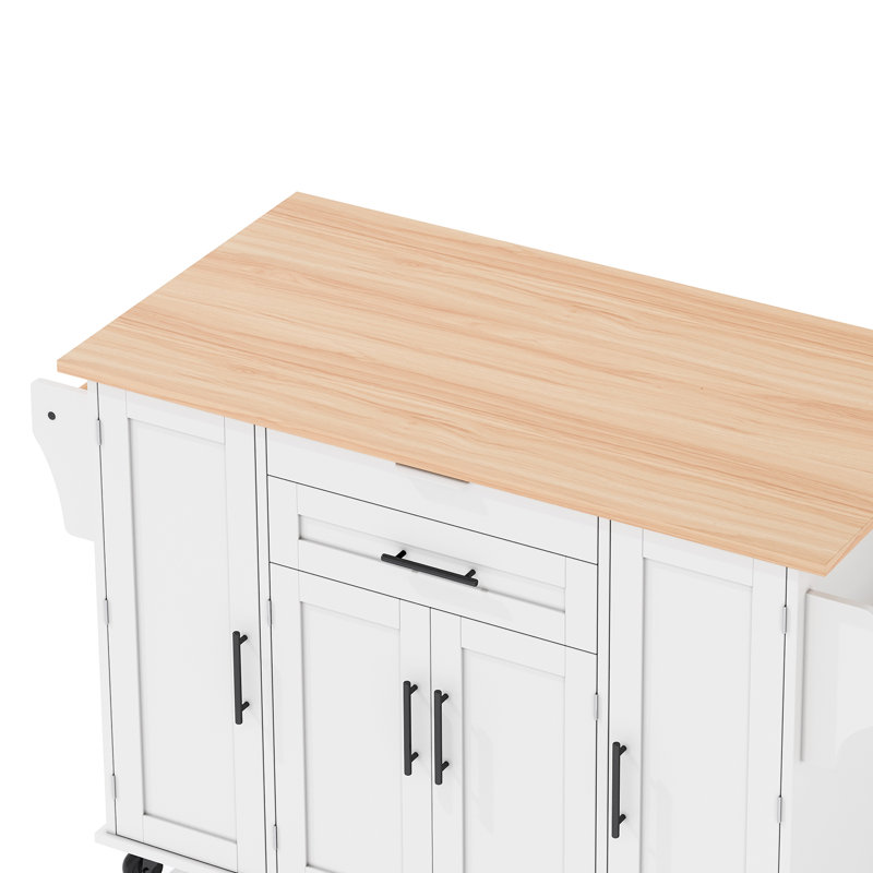 Wood Kitchen Island, White