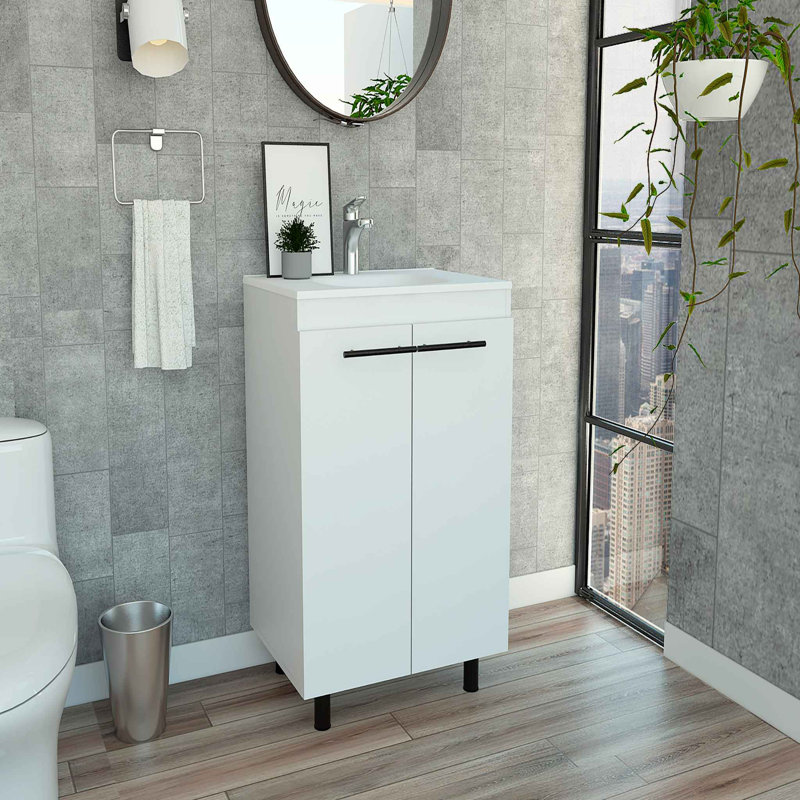 Gevan 23.8'' Single Bathroom Vanity with Manufactured Wood Top, White